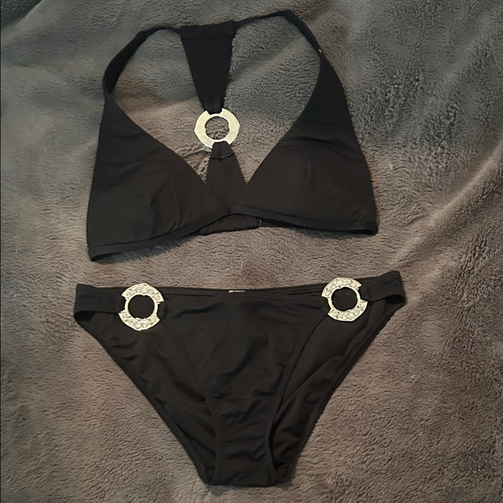 Victoria's Secret Black Bikini with Metallic Accents